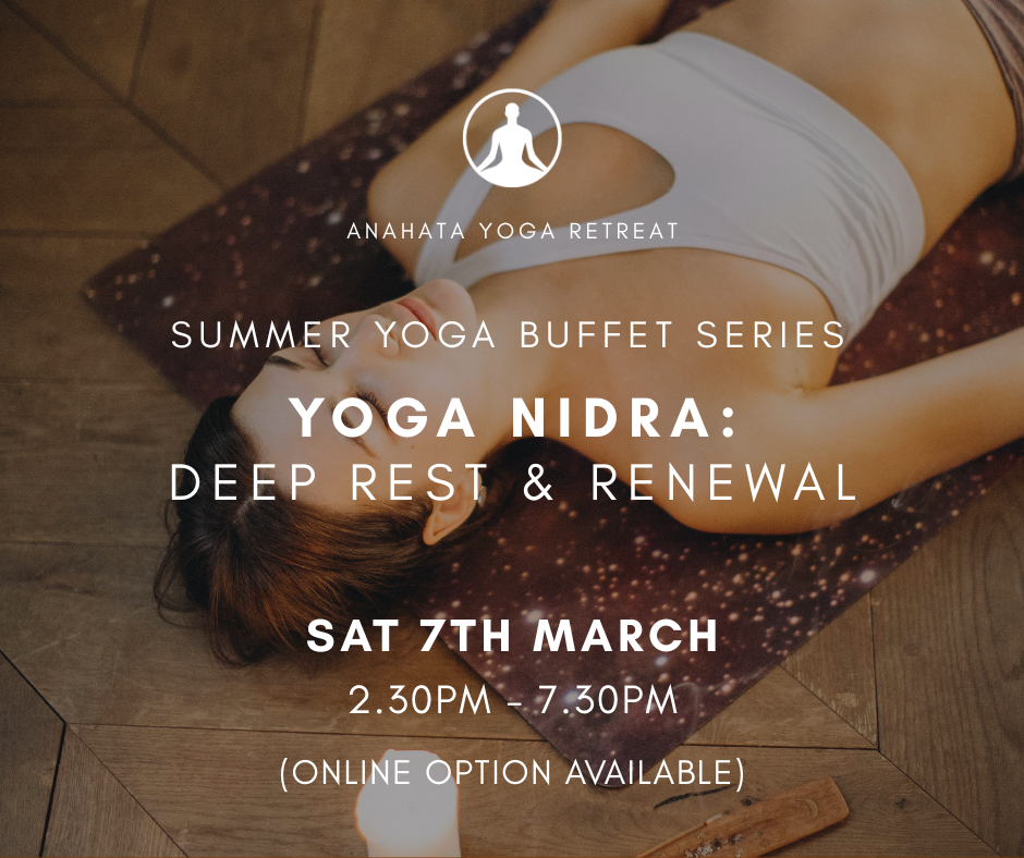 ONLINE: Summer Yoga Buffet Series – Yoga Nidra: Deep Rest & Renewal  Swami Karma Karuna   Experience profound relaxation and renewal with Yoga Nidra, a practice of deep rest and conscious awareness to support good sleep, inner exploration, trauma release and nervous system balance. 